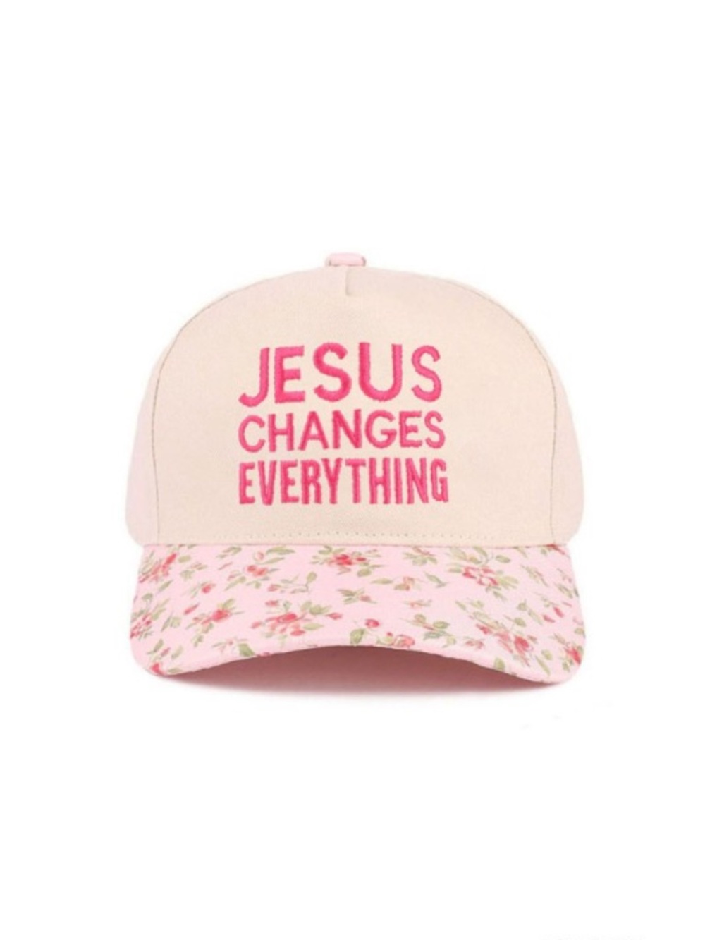 Pink 'Jesus Changes Everything' Floral Baseball Cap